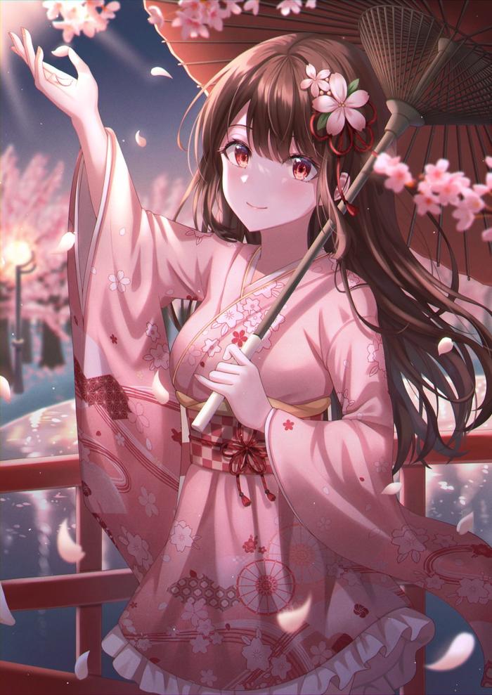  夜桜 插画图片壁纸