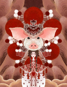 十二生肖-亥猪插画图片壁纸