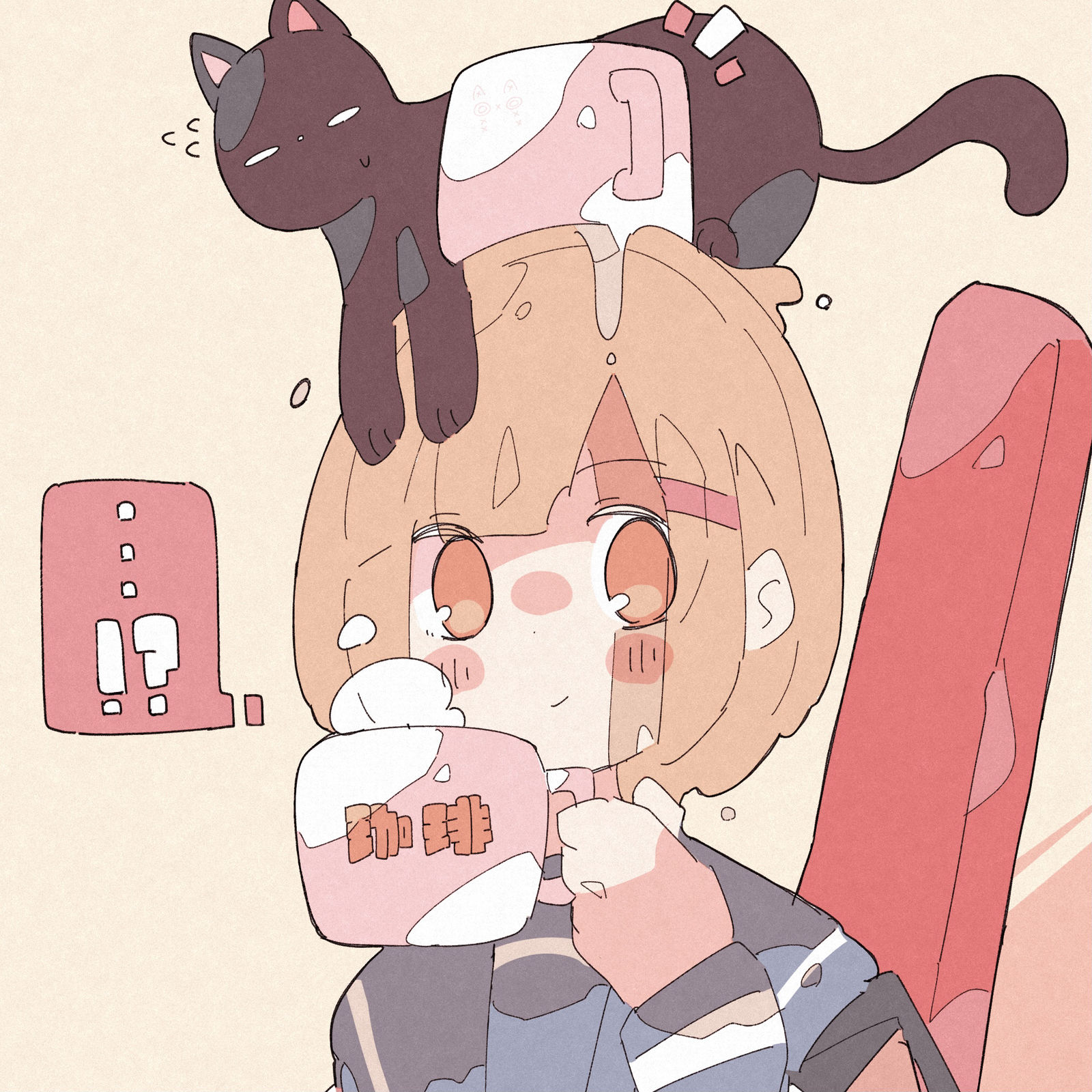 “猫和卡布奇诺☕️」插画图片壁纸