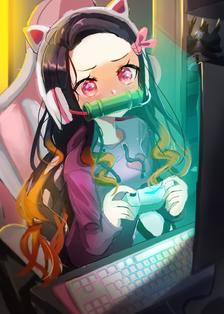 Nezuko gamer插画图片壁纸