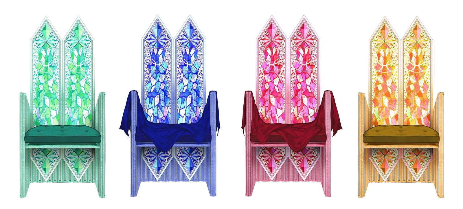 彩色玻璃般的东西和椅子