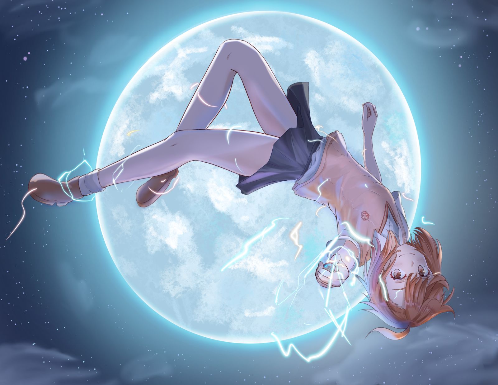 Biribiri under the blue moon.插画图片壁纸