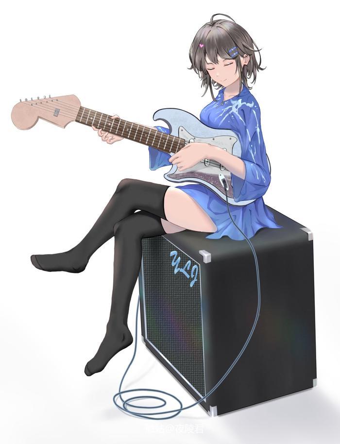 电吉他 少女插画图片壁纸