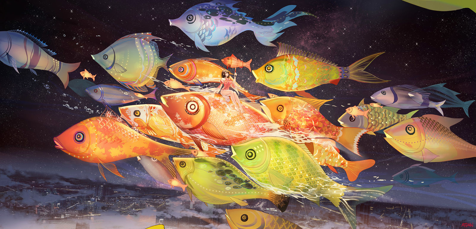Fish lamp插画图片壁纸