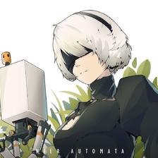 2B and her pod插画图片壁纸