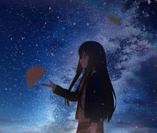 时-黎明 桃花 少女 夜晚 意境竖图