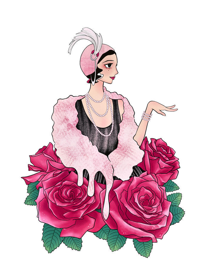 香水拟人系列｜柏林少女 辛辣热烈的脂粉玫瑰插画图片壁纸