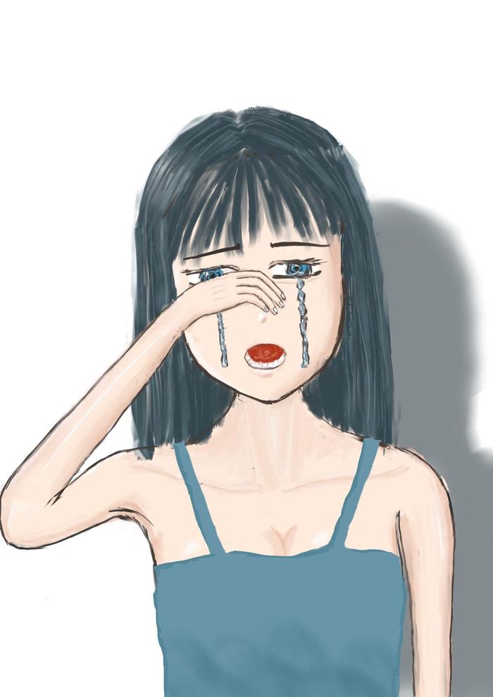 Crying little girl插画图片壁纸