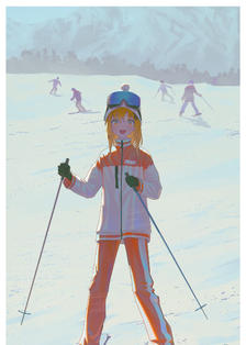 滑雪插画图片壁纸