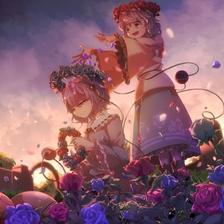 蔷薇和古明地姐妹插画图片壁纸