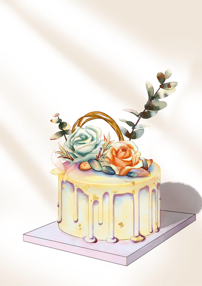 水彩蛋糕插画图片壁纸