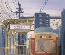 早稻田车站-原创板绘插画