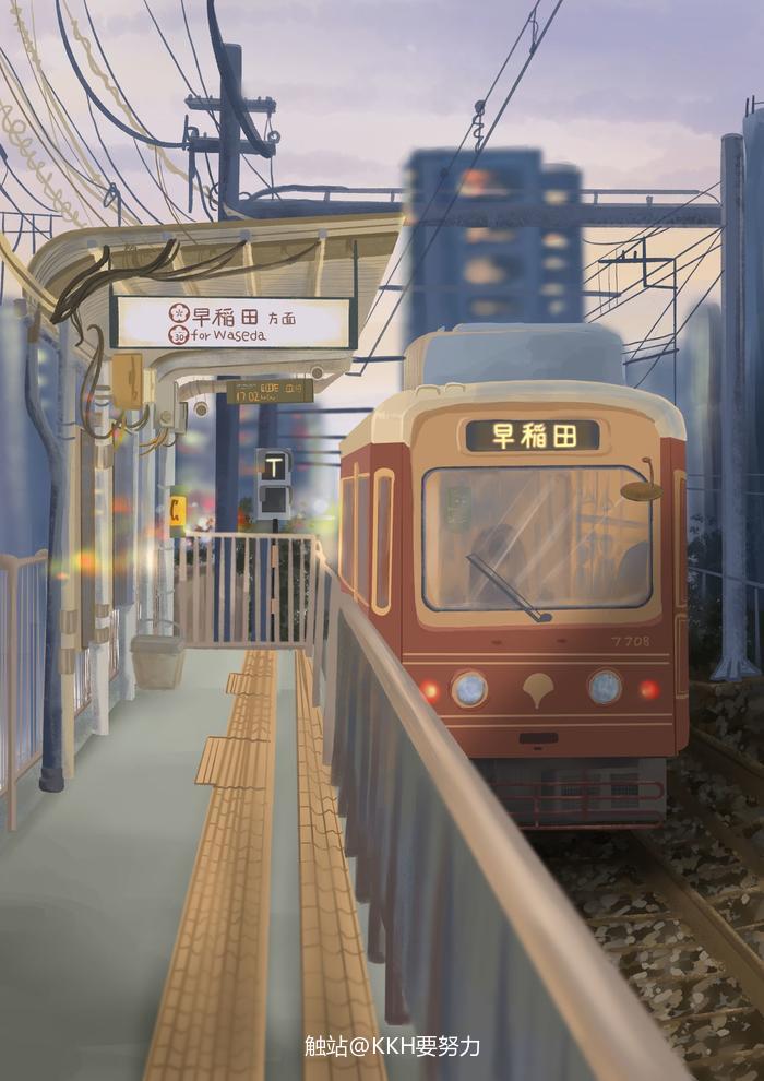 早稻田车站插画图片壁纸