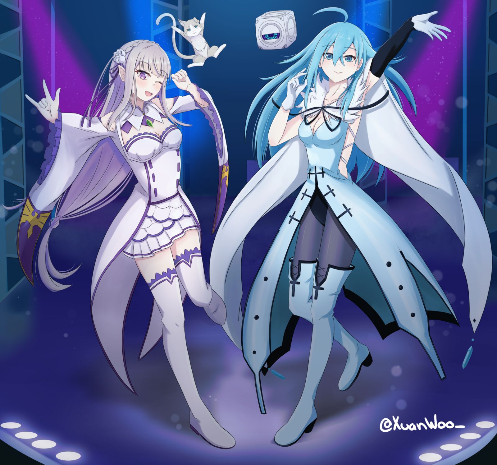 Emilia x Vivy (commission)插画图片壁纸