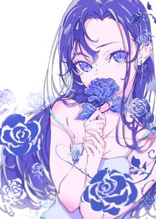 憧憬着蓝色的玫瑰插画图片壁纸