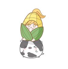 玉米骑猪插画图片壁纸