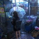 rainy day, flower shop