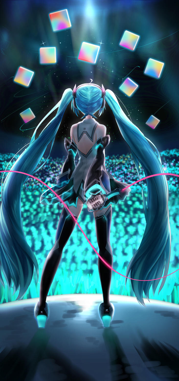 初音未来历代魔卡未来的背影插画图片壁纸