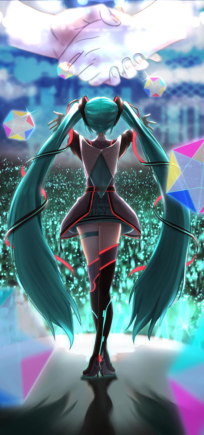 初音未来历代魔卡未来的背影插画图片壁纸