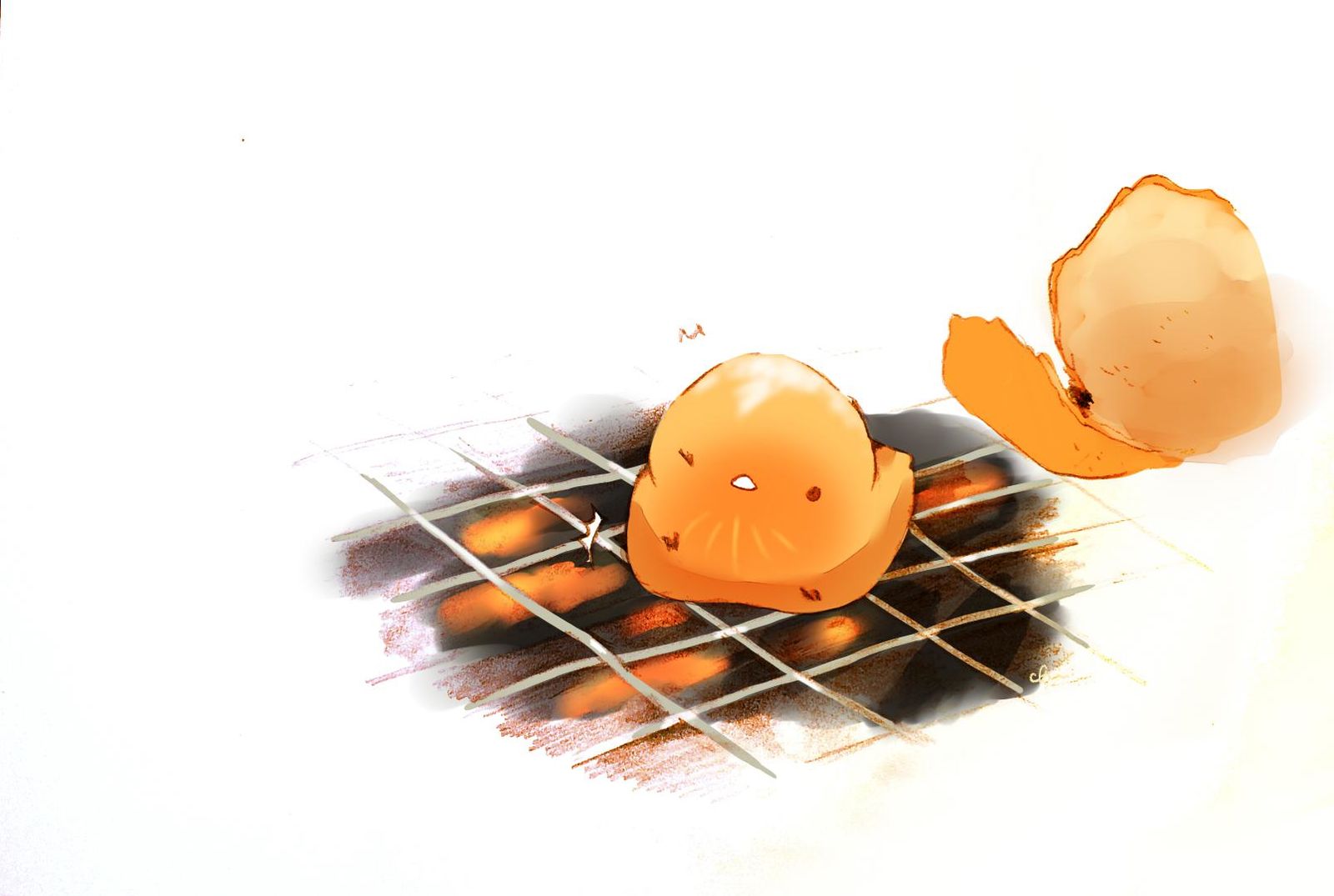 烤橘子插画图片壁纸