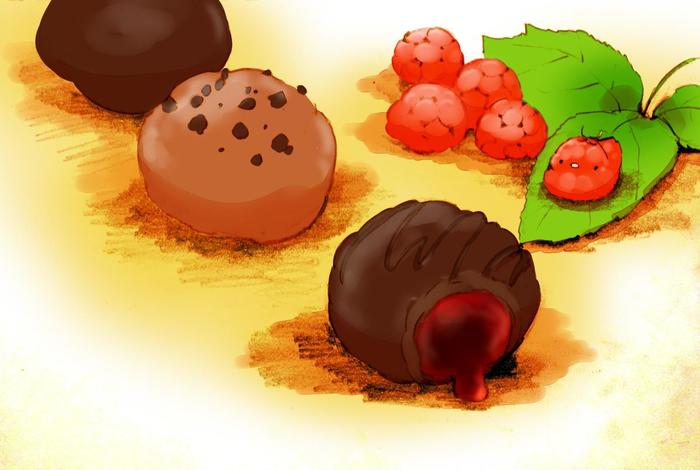 草莓果冻巧克力插画图片壁纸