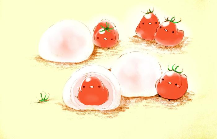 番茄大福插画图片壁纸