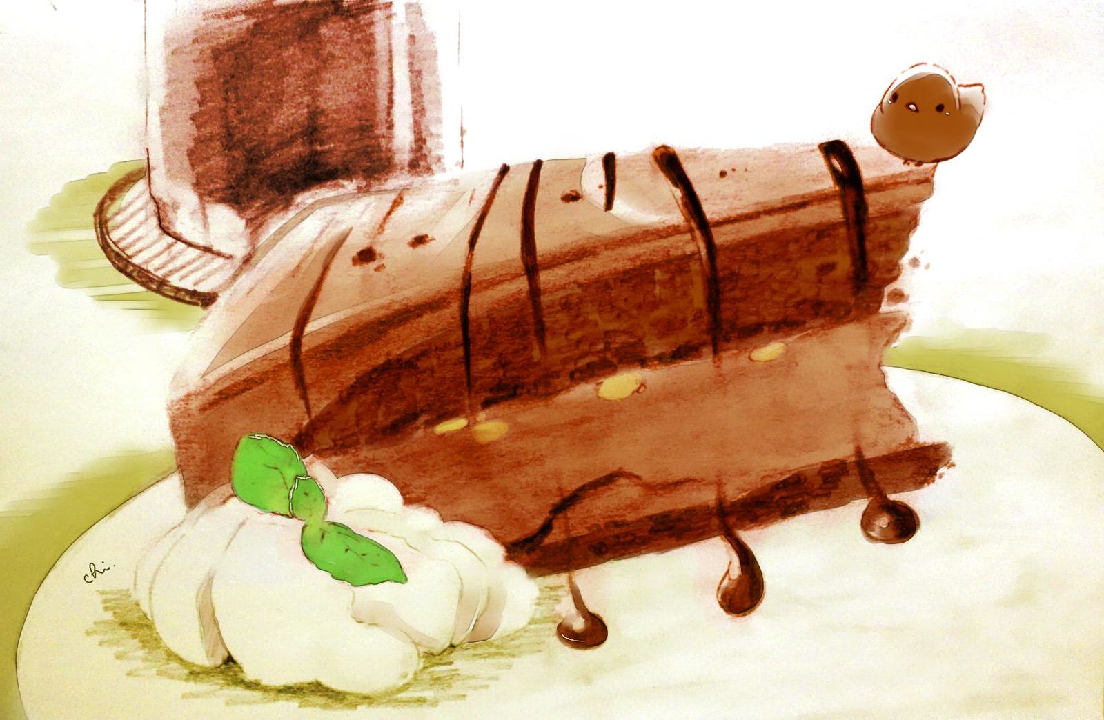 坚果巧克力蛋糕插画图片壁纸