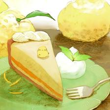 柚子芝士蛋糕插画图片壁纸