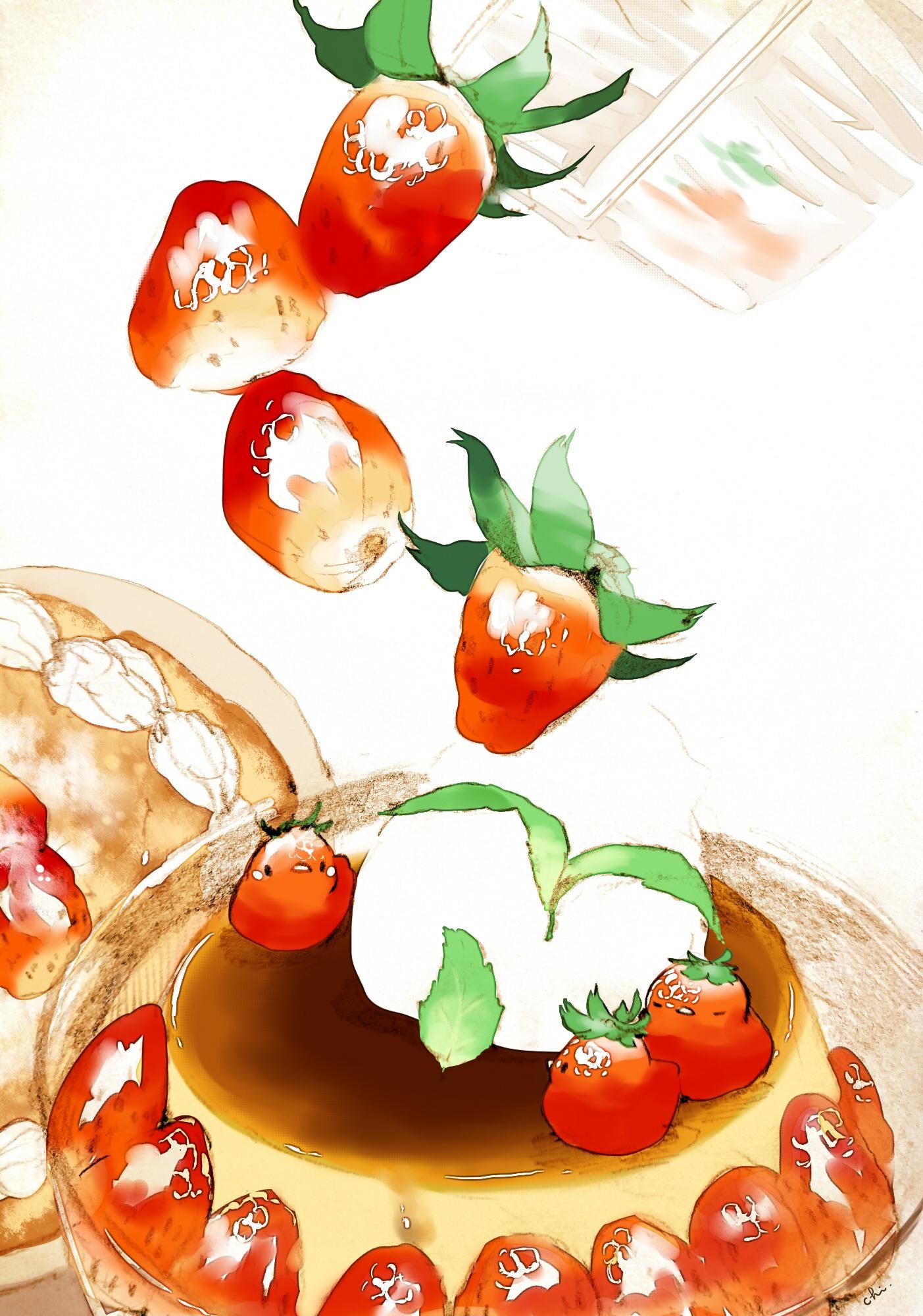 咕噜咕噜草莓插画图片壁纸