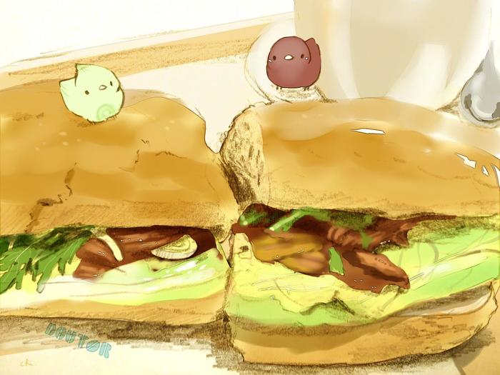 （尝了一下）寿喜烧三明治插画图片壁纸