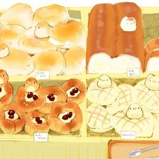 面包自助餐插画图片壁纸