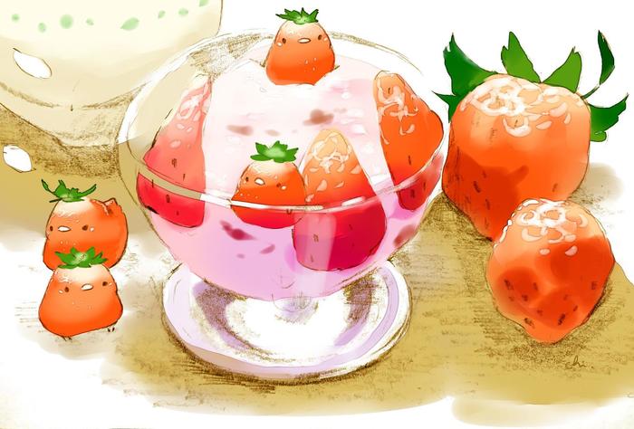 草莓和水果插画图片壁纸