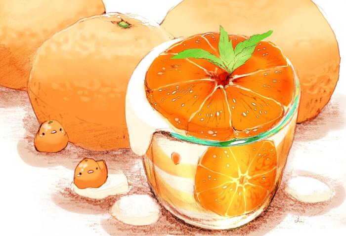 橘子奶酪慕斯插画图片壁纸