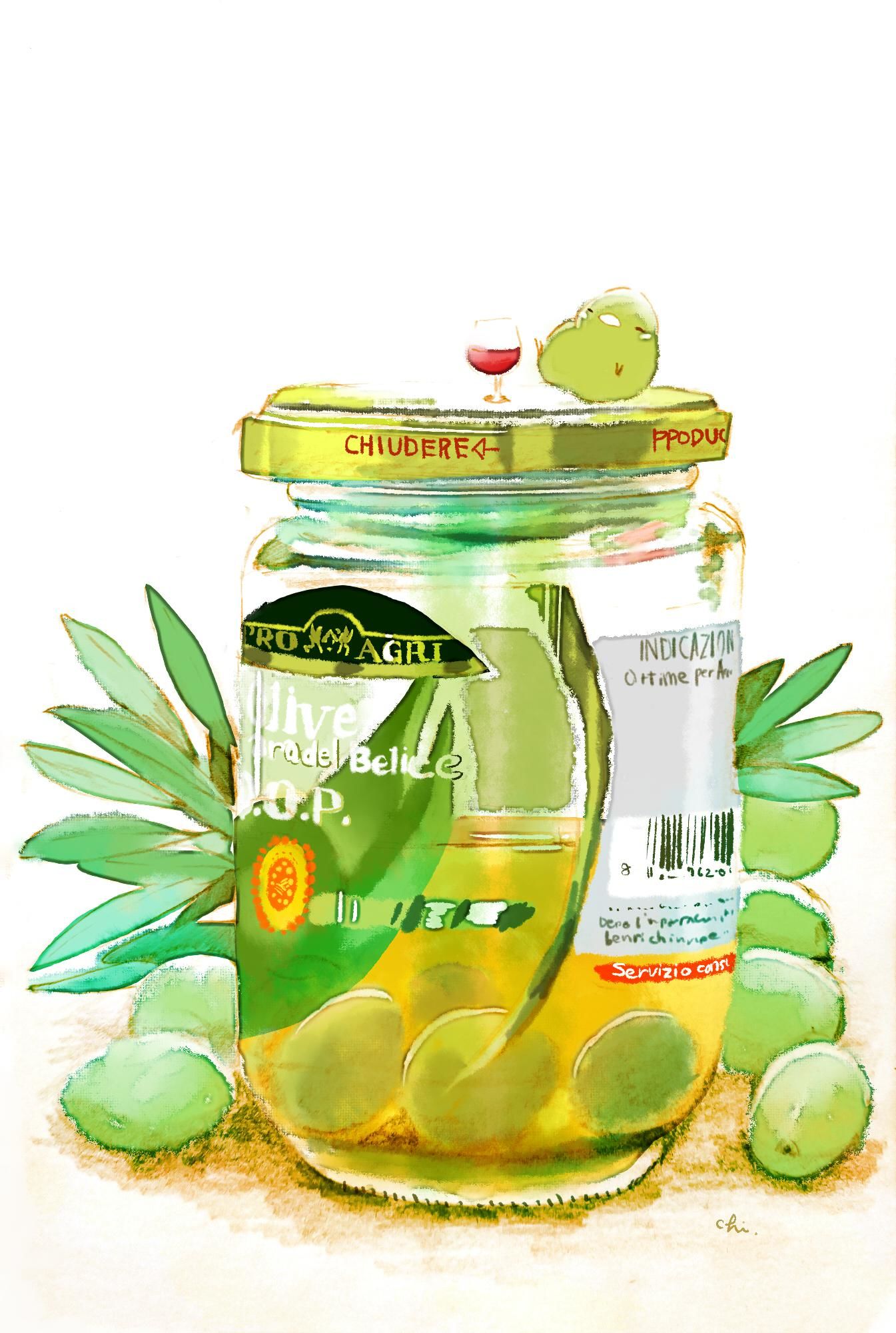 瓶装橄榄插画图片壁纸