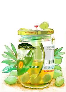 瓶装橄榄插画图片壁纸