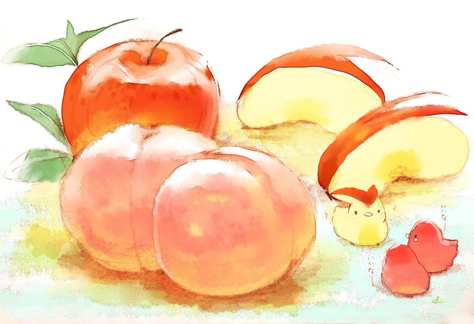 桃子和苹果-原创すいーとり