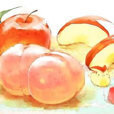 桃子和苹果插画图片壁纸