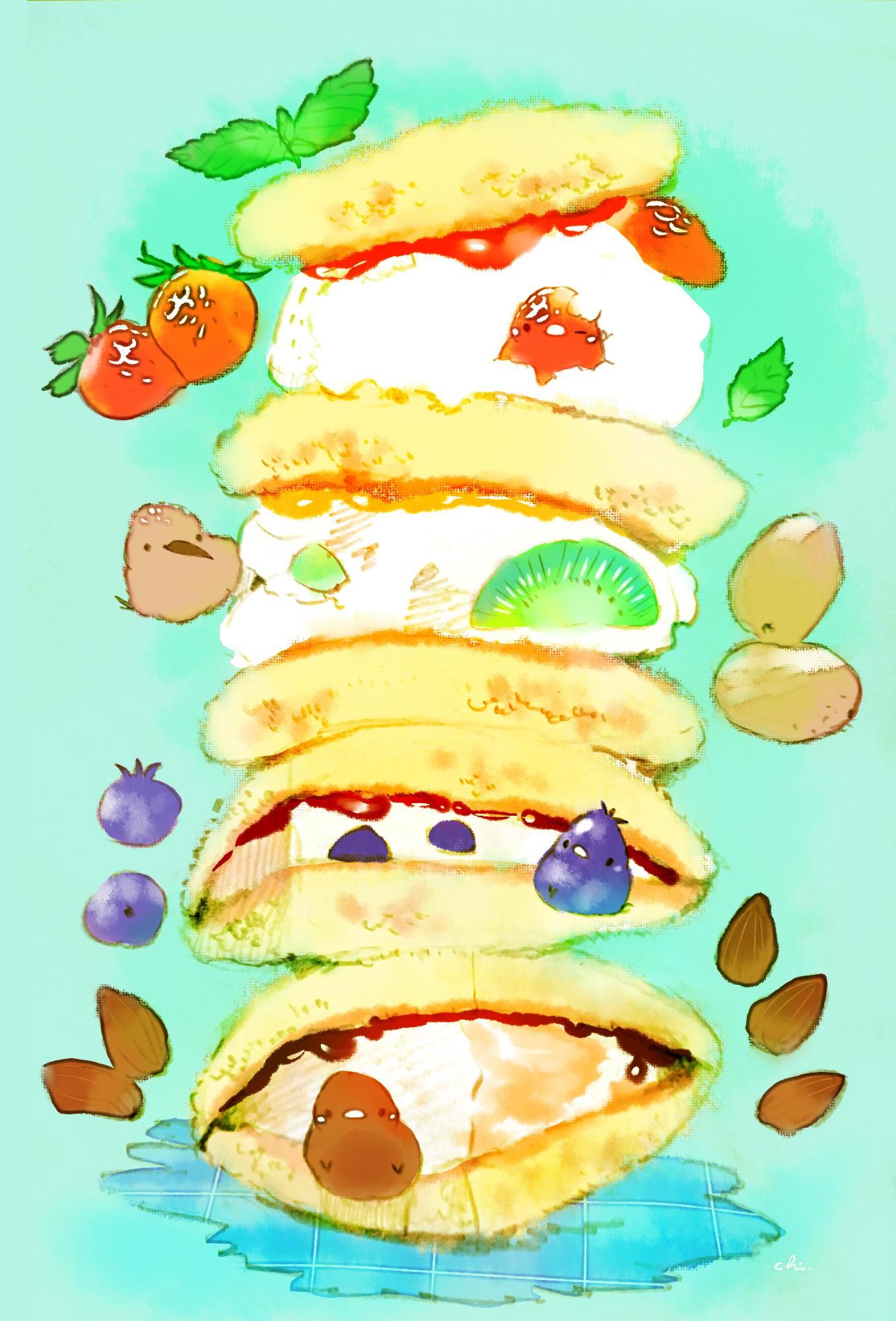 三明治蛋糕插画图片壁纸