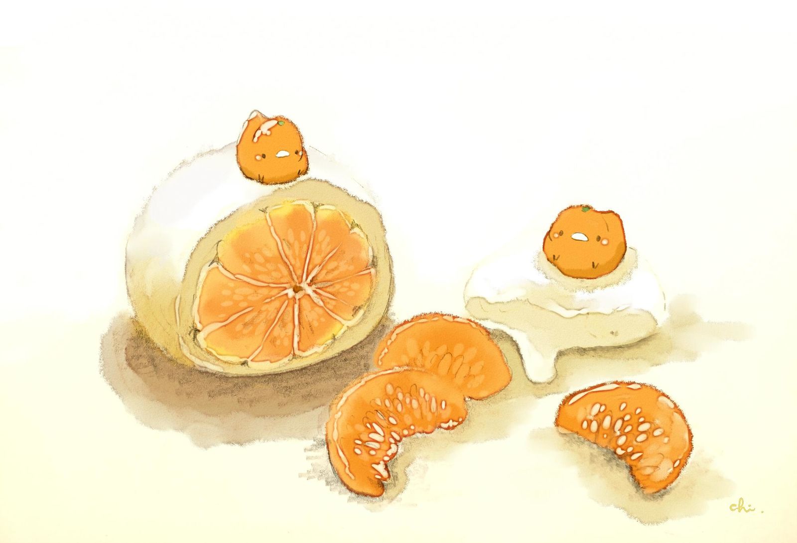 橘子大福插画图片壁纸