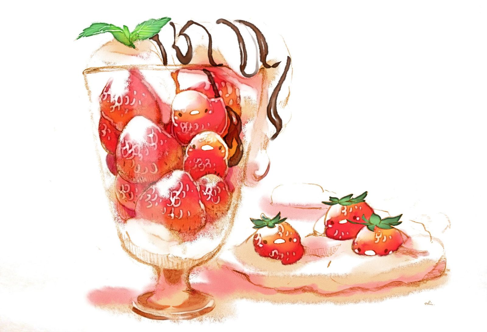 草莓奶油冰淇淋-原创すいーとり