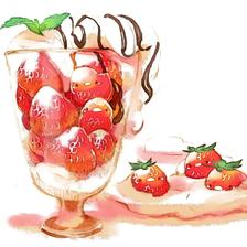 草莓奶油冰淇淋插画图片壁纸