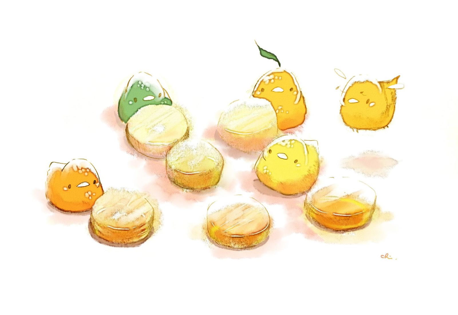 柑橘麦芽糖插画图片壁纸