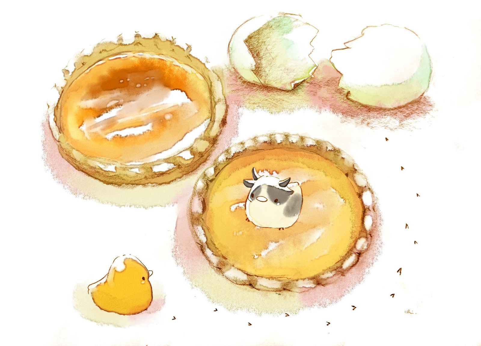 蛋挞和芝士蛋挞插画图片壁纸