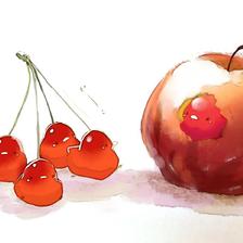 樱桃和苹果插画图片壁纸