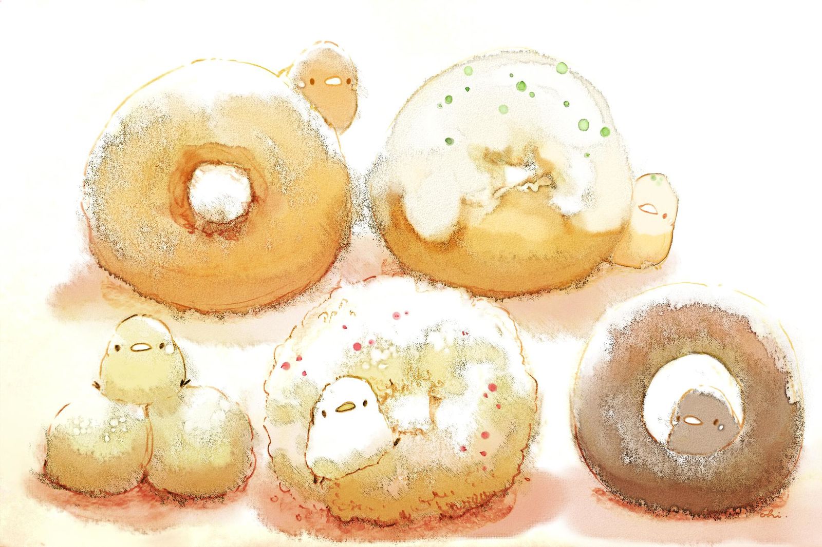冬甜甜圈插画图片壁纸