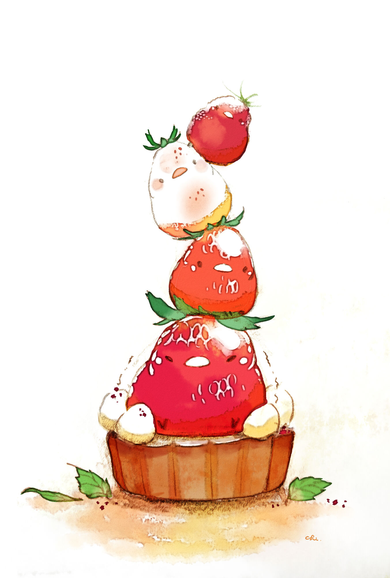 草莓挞插画图片壁纸
