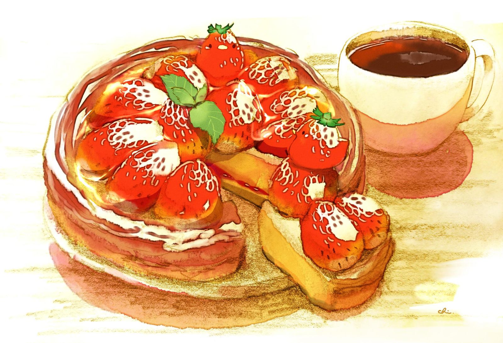 草莓馅饼套餐-原创すいーとり
