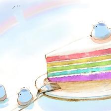 彩虹蛋糕插画图片壁纸