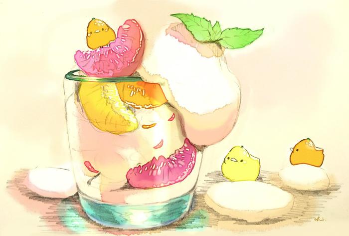 葡萄柚酸奶插画图片壁纸