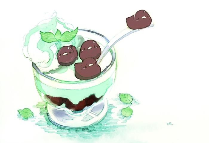 巧克力薄荷冰淇淋插画图片壁纸